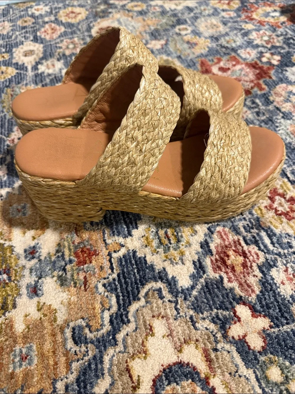 Beach by Matisse Natural Woven Platform Slide Sandals - Neutral Straw